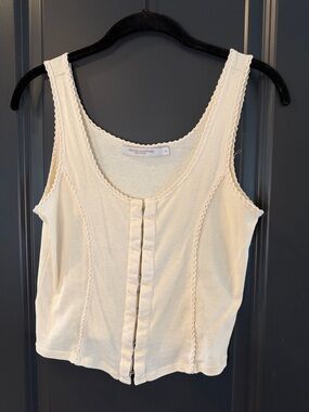 Nectar & Cloth Cream Tank Top with Front Button Detail